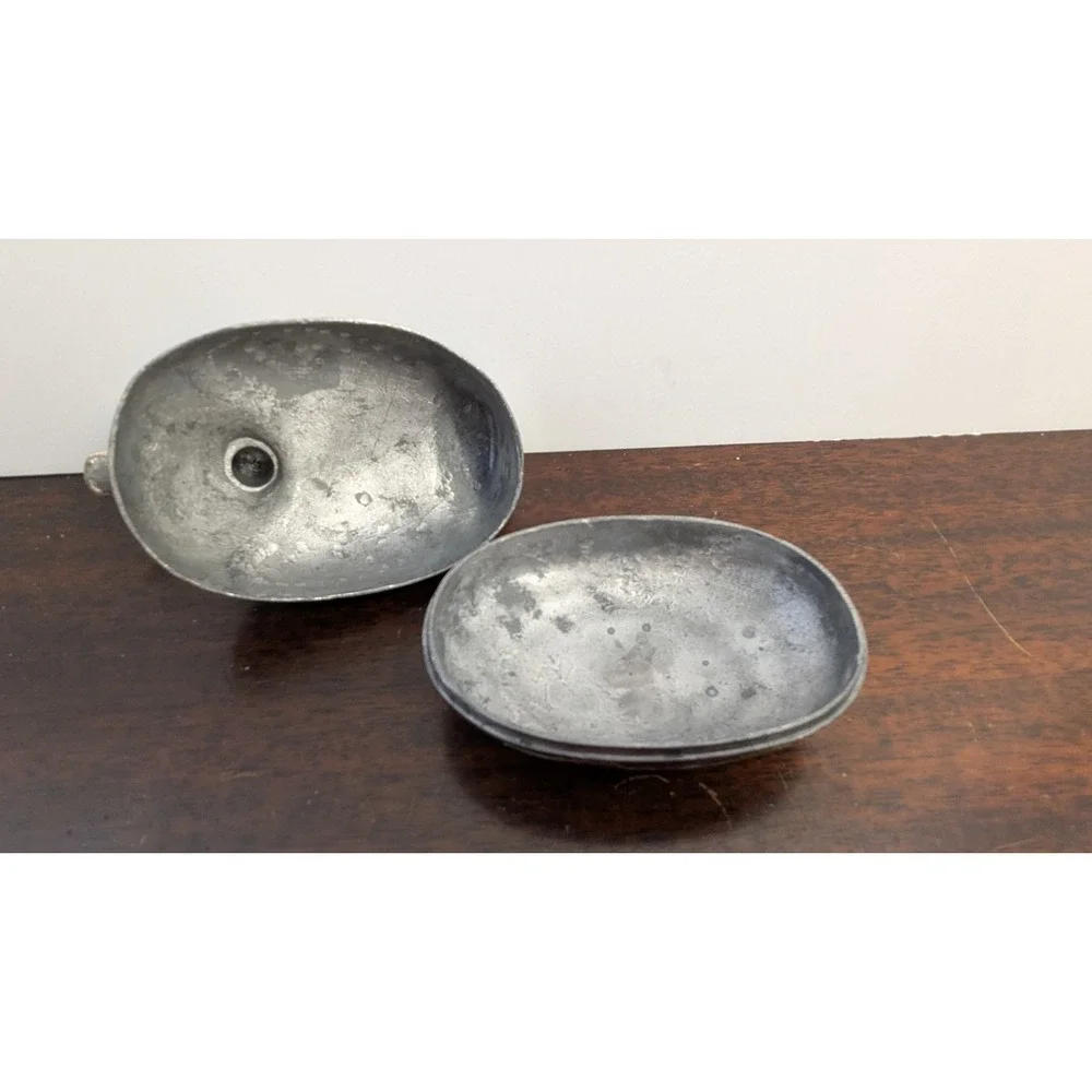 Vintage Trinket Box Lot of‎ 4 Brass Pewter Duck Shell Apple Vanity Decor